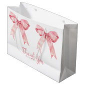 Grand Sac Cadeau Baby shower rose Coquette Bow (Devant Angle)