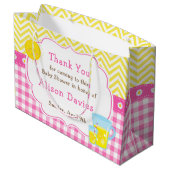 Grand Sac Cadeau Baby shower rose et jaune citronné (Dos Angle)