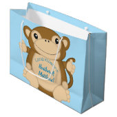 Grand Sac Cadeau Baby shower singe bleu (Devant Angle)