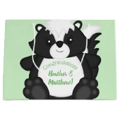 Grand Sac Cadeau Baby shower Skunk Green (Devant)