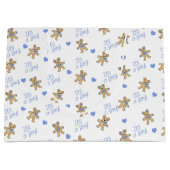 Grand Sac Cadeau Baby shower Teddy Bear et Blue Hearts (Devant)