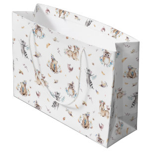 Grand Sac Cadeau Baby shower tribal animal de région boisée