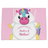 Grand Sac Cadeau Baby shower Unicorne rose (Devant)