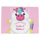 Grand Sac Cadeau Baby shower Unicorne rose (Dos)