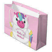 Grand Sac Cadeau Baby shower Unicorne rose (Devant Angle)