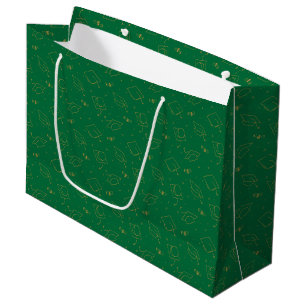 Grand Sac Cadeau Bac de graduation vert et or