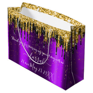 Grand Sac Cadeau Bac noir violet doré préféré