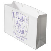 Grand Sac Cadeau Bachelorette Party Retro Cocktail Purple Bride (Dos Angle)