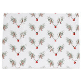 Grand Sac Cadeau Baies de pin à nez rouge Noël (Devant)