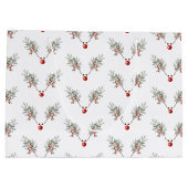 Grand Sac Cadeau Baies de pin à nez rouge Noël (Dos)