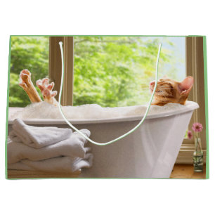 Grand Sac Cadeau Bain De Chat En Bulle