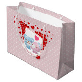 Grand Sac Cadeau Baiser les ours avec les coeurs sur un Motif à poi (Dos Angle)