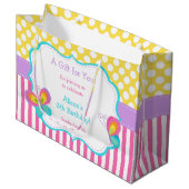 Grand Sac Cadeau Baisers à papillon et voeux d'anniversaire Merci d (Devant Angle)