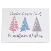 Grand Sac Cadeau Baisers d'hiver et wis de flocon (Devant)