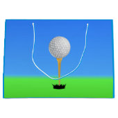Grand Sac Cadeau Bal de golf sur un Tee (Devant)