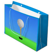 Grand Sac Cadeau Bal de golf sur un Tee (Devant Angle)