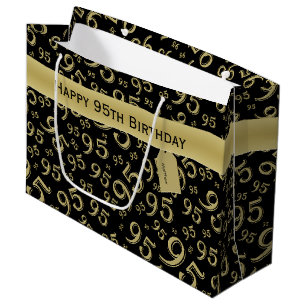 Grand Sac Cadeau Balise cadeau Anniversaire 95 Numéro Motif Noir/Or