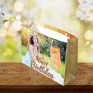 Grand Sac Cadeau Balise de nom or pour ballon d'anniversaire photo