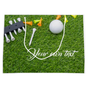 Grand Sac Cadeau Ball de golf avec tee - shirts colorés sur herbe