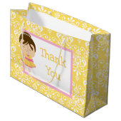 Grand Sac Cadeau Ballerina et Merci Damas jaune (Devant Angle)