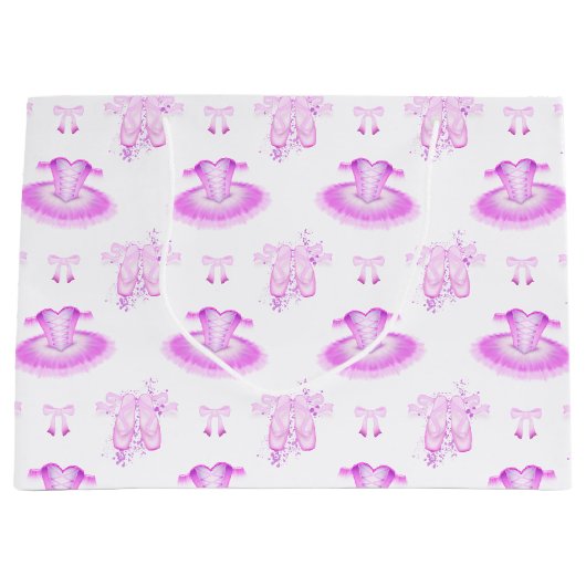 Grand Sac Cadeau Ballerina rose Tutu & Chaussures Ballet (Devant)