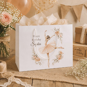 Grand Sac Cadeau Ballerine personnalisée Anniversaire Blush Floral