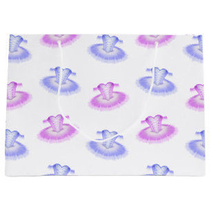 Grand Sac Cadeau Ballet rose et violet Anniversaire Tutu Aquarelle