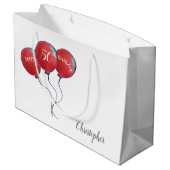 Grand Sac Cadeau ballon rouge à 50 ans (Dos Angle)