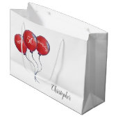 Grand Sac Cadeau ballon rouge à 50 ans (Devant Angle)