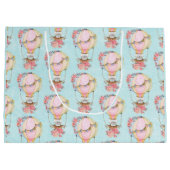 Grand Sac Cadeau Ballons d'air chaud mignon avec Motif d'aquarelle  (Dos)