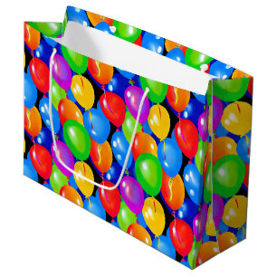 Grand Sac Cadeau Ballons d'anniversaire colorés