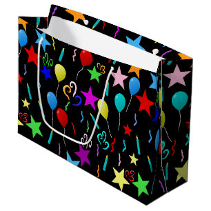 Grand Sac Cadeau Ballons de fête colorés et étoiles