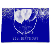 Grand Sac Cadeau Ballons de parties scintillant bleu royal (Devant)