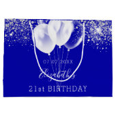 Grand Sac Cadeau Ballons de parties scintillant bleu royal (Dos)