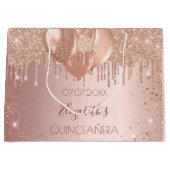 Grand Sac Cadeau Ballons de parties scintillant en or rose Quincean (Devant)
