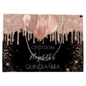 Grand Sac Cadeau Ballons d'or rose noir Quinceanera (Dos)