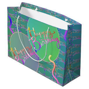 Grand Sac Cadeau Ballons "Joyeux anniversaire"