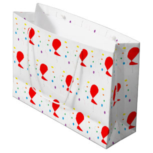 Grand Sac Cadeau Ballons rouges avec motif confetti coloré