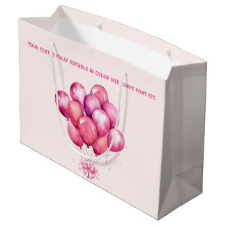 Grand Sac Cadeau Ballons sur Barbiedoll tendance rose vif