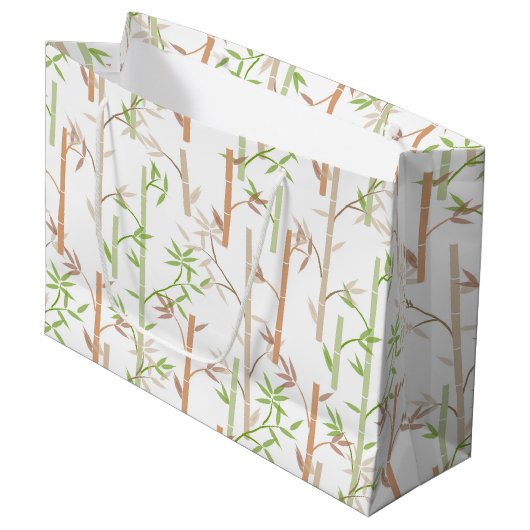 Grand Sac Cadeau Bambou Foliage Oriental Feuilles de verdure (Devant Angle)