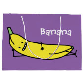 Grand Sac Cadeau Banane qui sourit, fixant et détendant (Dos)