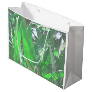 Grand Sac Cadeau Banane verte type plante pastel feuille