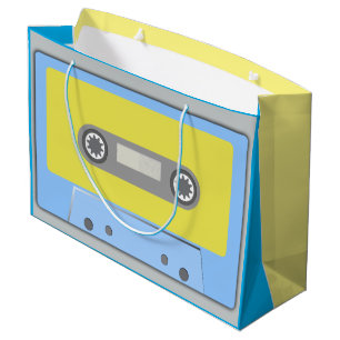 Grand Sac Cadeau BANDE DE CASSETTE MUSIQUE vintage des années 80