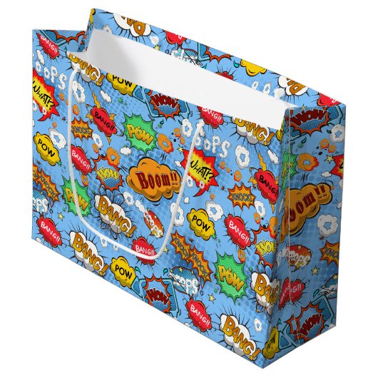 Grand Sac Cadeau Bande dessinée Bubbles Bac cadeau Grand (Devant Angle)