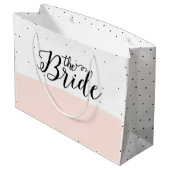 Grand Sac Cadeau Bande rose motif points noirs (Dos Angle)