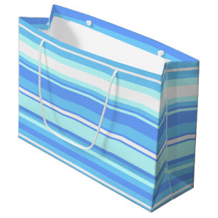 Grand Sac Cadeau Bandes bleu ciel