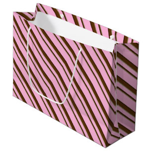 Grand Sac Cadeau Bandes de bonbons, rose et chocolat