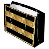 Grand Sac Cadeau Bandes d'or noir (Dos Angle)