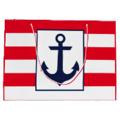 Grand Sac Cadeau Bandes Nautiques | Rouge (Dos)