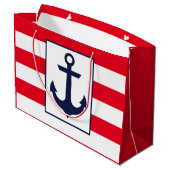 Grand Sac Cadeau Bandes Nautiques | Rouge (Dos Angle)